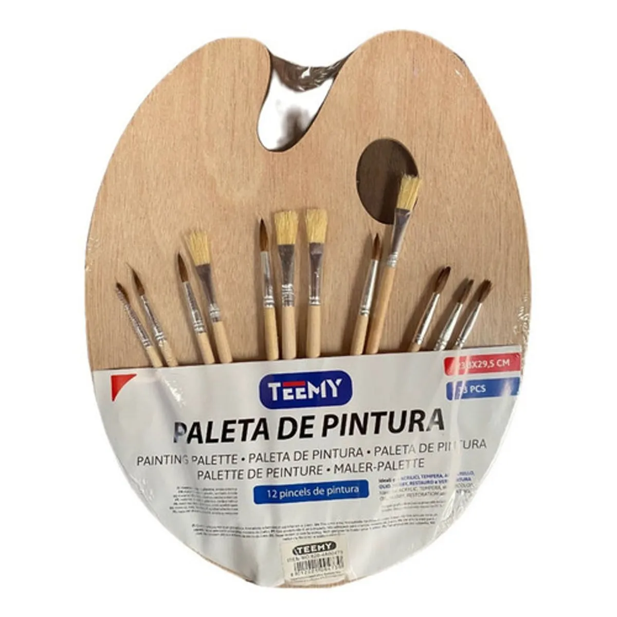 GENERICO - Paleta De Pintura Ovalada Mezclador + 12 Pinceles Arte