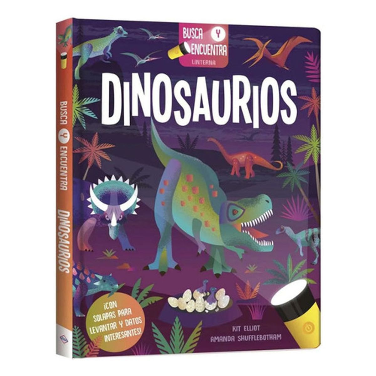 GENERICO - Libro Dinosaurios Busca Y Encuentra Con Linterna - Lexus