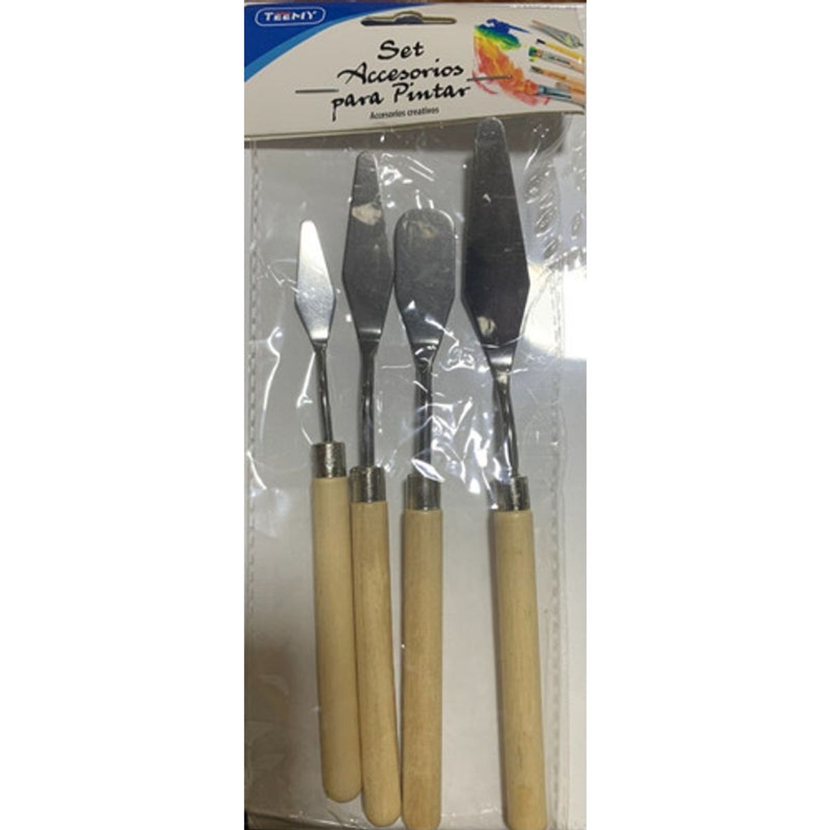 GENERICO - Set 4 Paletas Espátulas Mezcladoras  Mango Madera