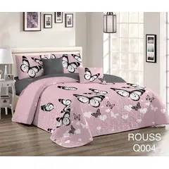 VARIOS - Cobertor Tipo Quilt de Verano Cubrecamas 2 Plazas Rosa Mariposas