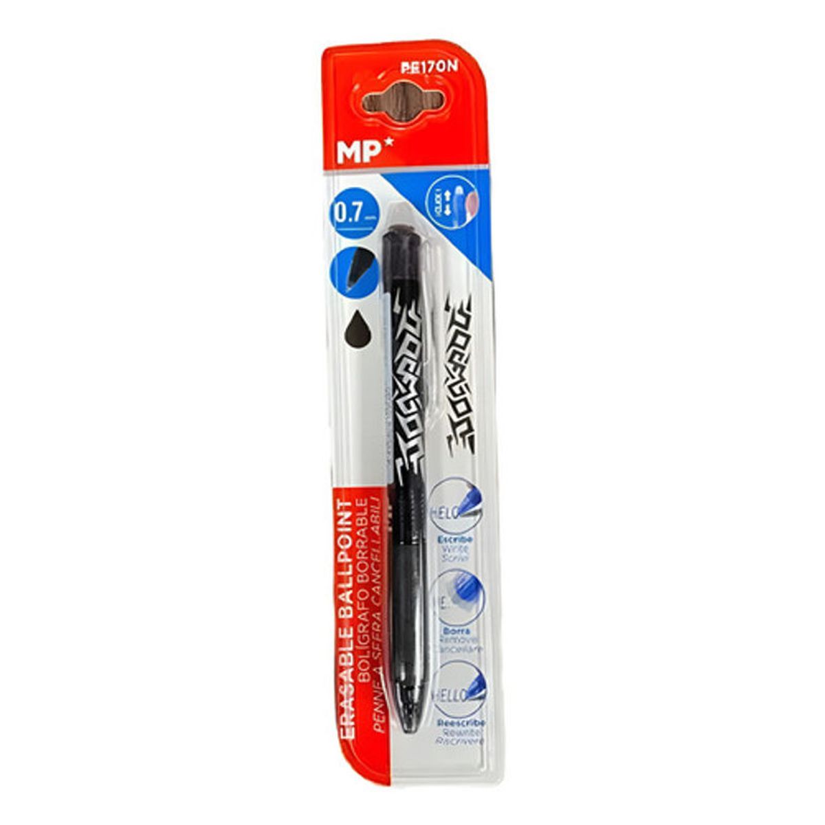 GENERICO - Lápiz Tinta Gel Borrable Pasta 07mm - Negro
