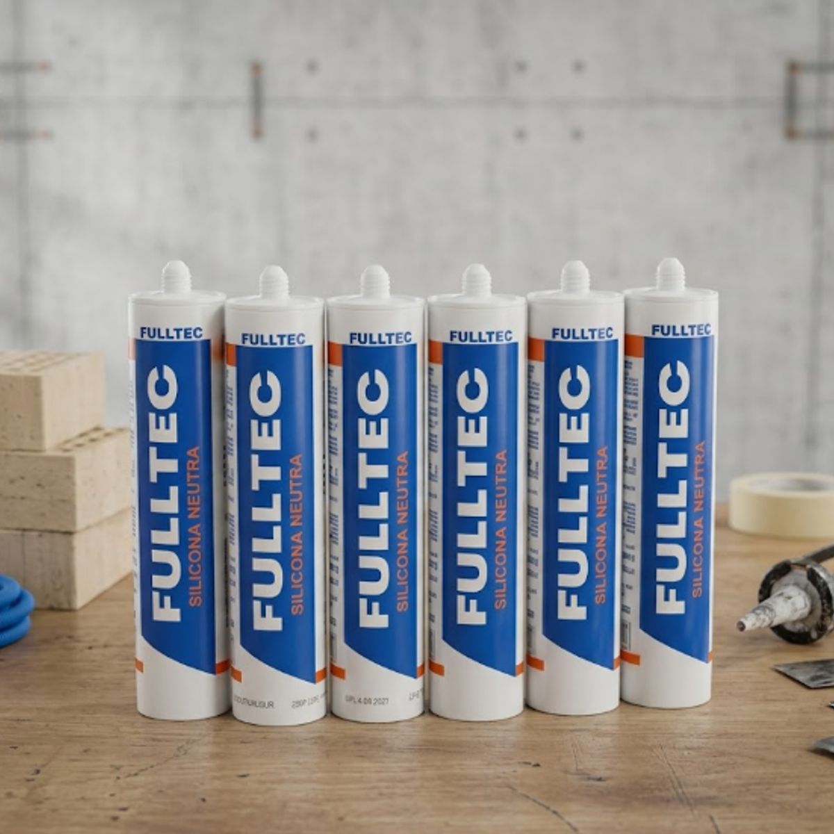 FULLTEC - Silicona Neutra Negra 290 Ml. Fulltec 6 Unidades
