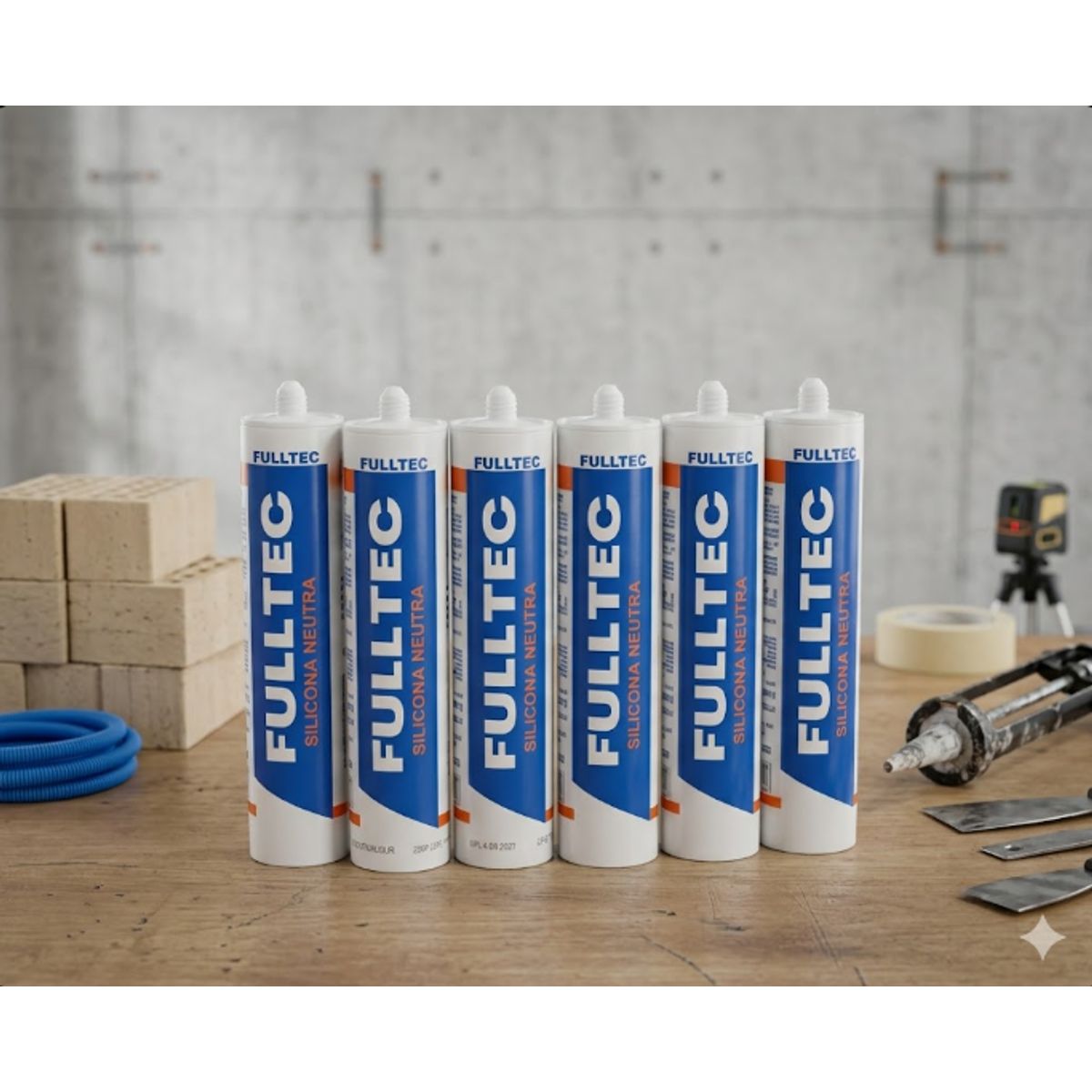 FULLTEC - Silicona Neutra Negra 290 Ml. Fulltec 6 Unidades