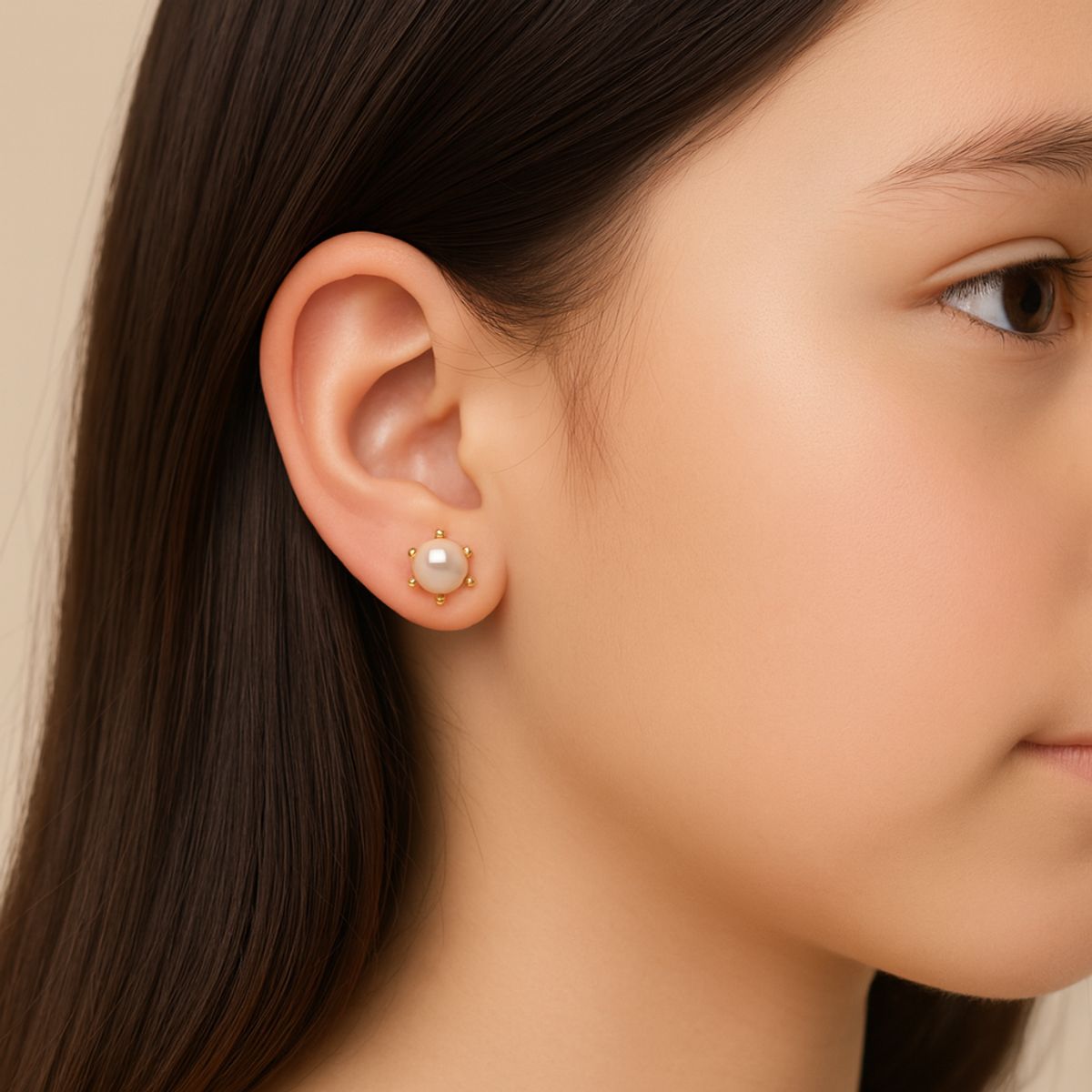 JIREH JOYAS - Aros Perla Cultivada Pistilo 3mm N1 Oro 18K Atornillados 0.95gr Mujer Niña Elegantes