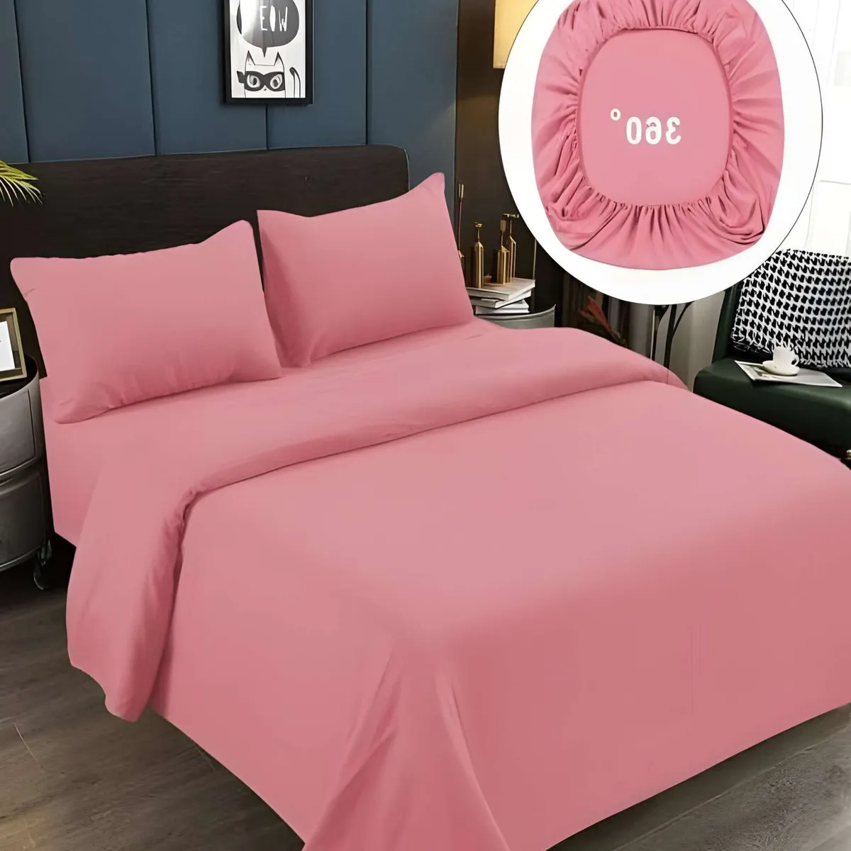 GENERICO - SABANAS DE 500 HILOS KING ROSA