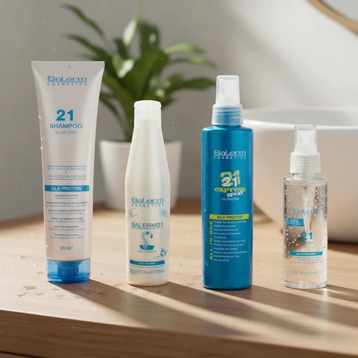 SALERM - Kit Salerm 21 Shampoo, Crema, Spray Protector Y Finalizador