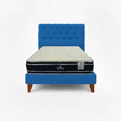 GENERICO - Cama Plaza y Media AZUL REY + Colchon 28 cm