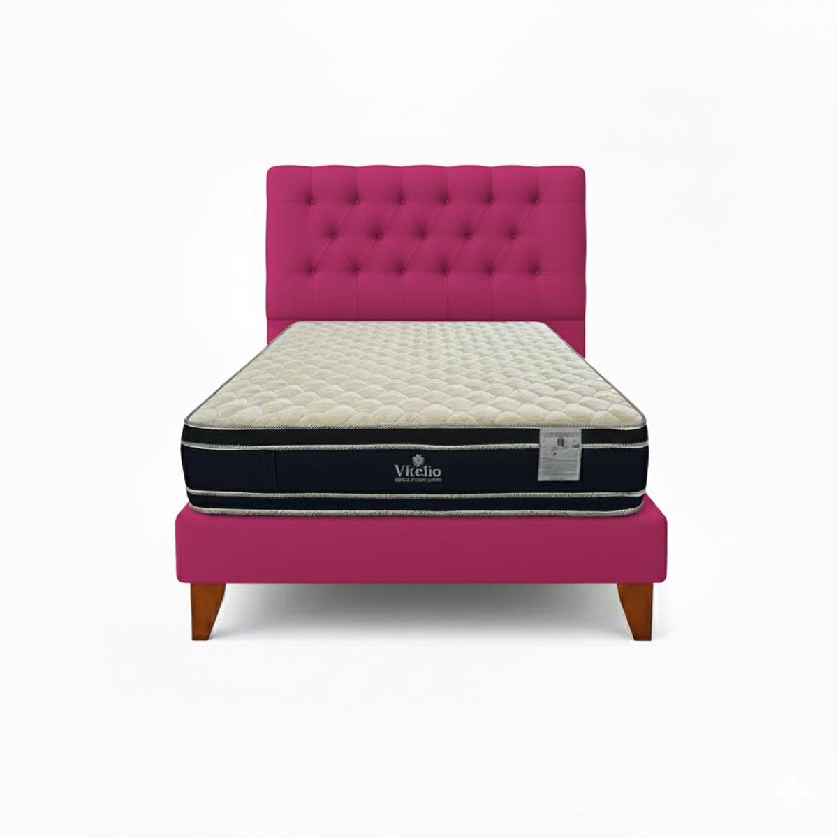 GENERICO - Cama Plaza y Media FUSCIA + Colchon 28 cm