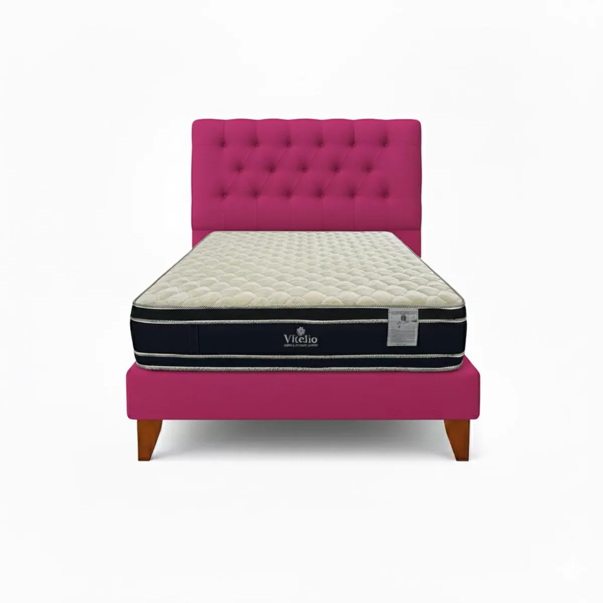 GENERICO - Cama Plaza y Media FUSCIA + Colchon 28 cm