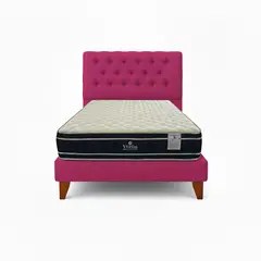GENERICO - Cama Plaza y Media FUSCIA + Colchon 28 cm
