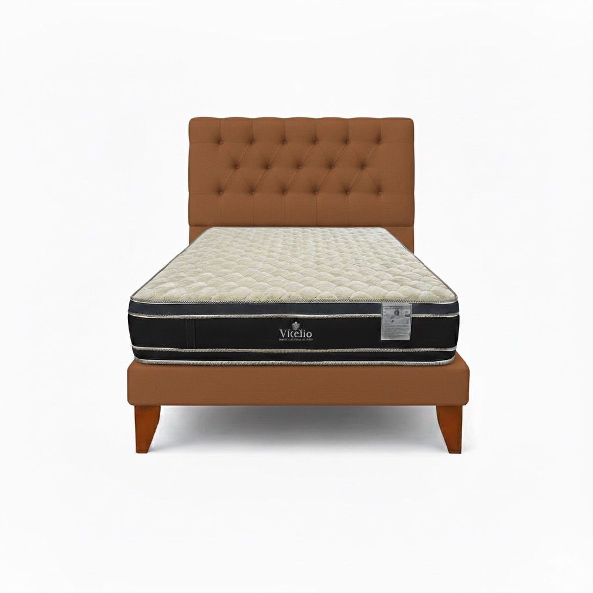 GENERICO - Cama Plaza y Media CAFE + Colchon 28 cm
