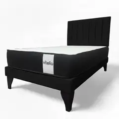GENERICO - Cama 1 PLAZA NEGRA + Colchon 22 Grosor cm