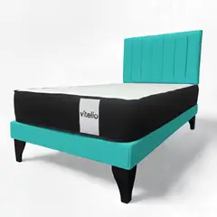 GENERICO - Cama 1 PLAZA TURQUESA + Colchon 22 Grosor cm
