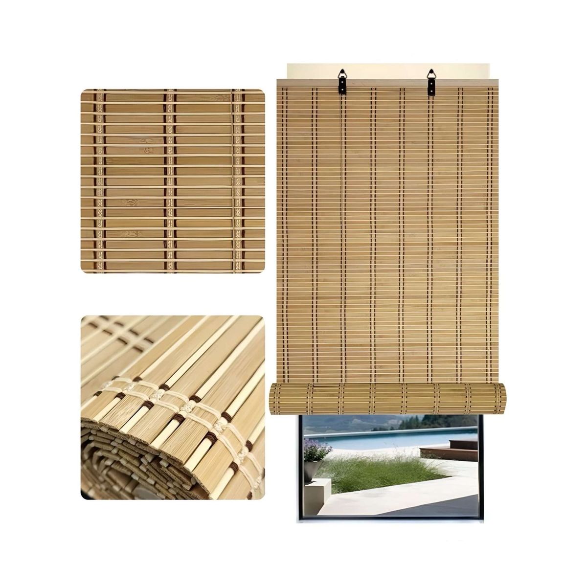 GENERICO - CORTINA PERCIANA BAMBU 150X180 ESTERILLA ENROLLABLE