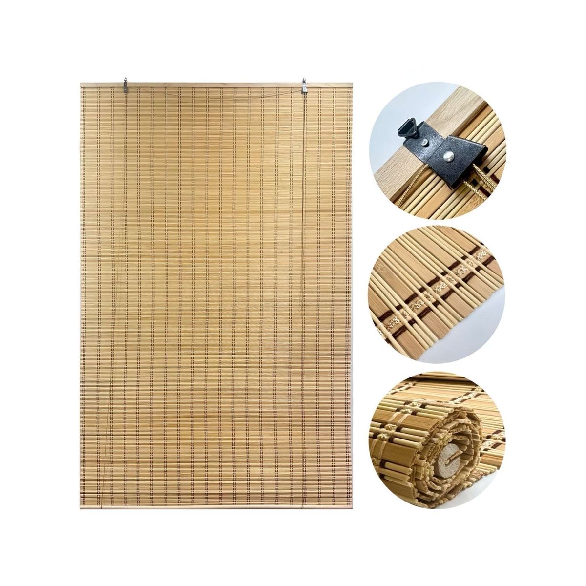 GENERICO - PACK DE 2 CORTINAS ROLLER BAMBU 180X180 ESTERILLA ENROLLABLE