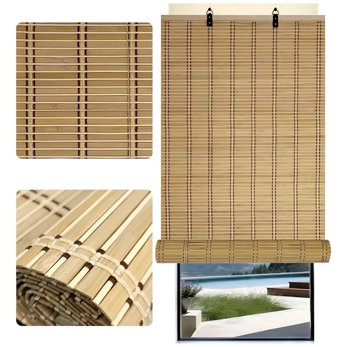GENERICO - CORTINA PERCIANA BAMBU 180X180 ESTERILLA ENROLLABLE