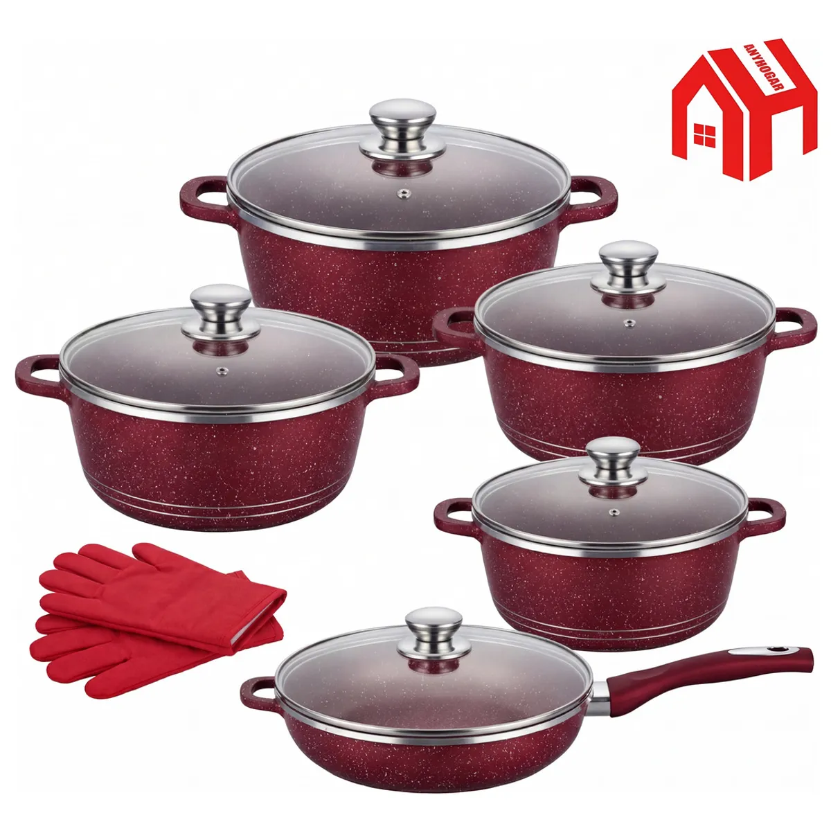 12pcs Set De Ollas  Bateria Ollas Antiadherente., marca ANYHOGAR - Foto Principal