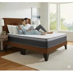 GENERICO - Cama 2 Plazas + Colchon Marron Capitone