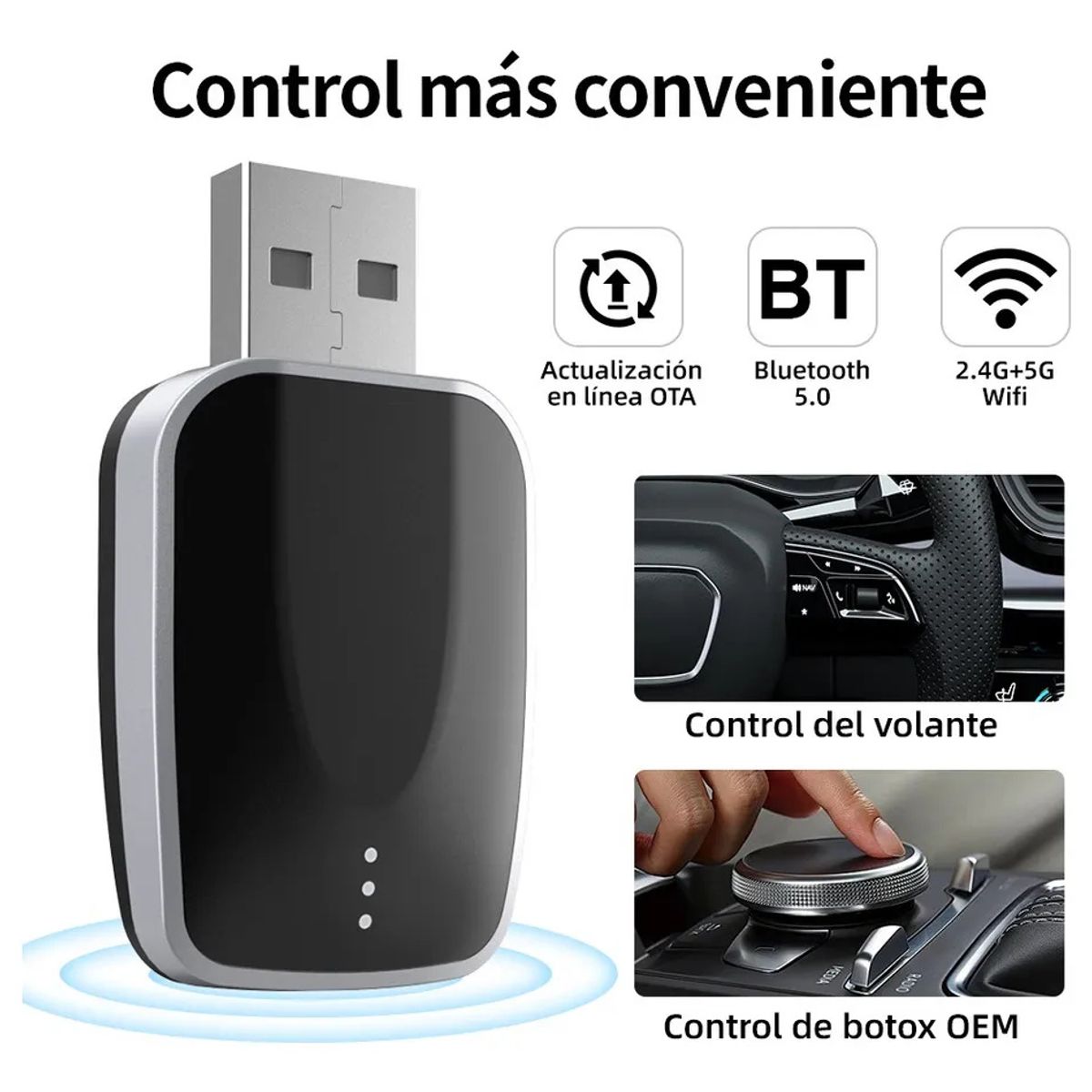 KUANGYE - Xd Adaptador Inalámbrico Car Play - Android Auto Converter Conexiones Wi-Fi 6 + Bluetooth 5.0