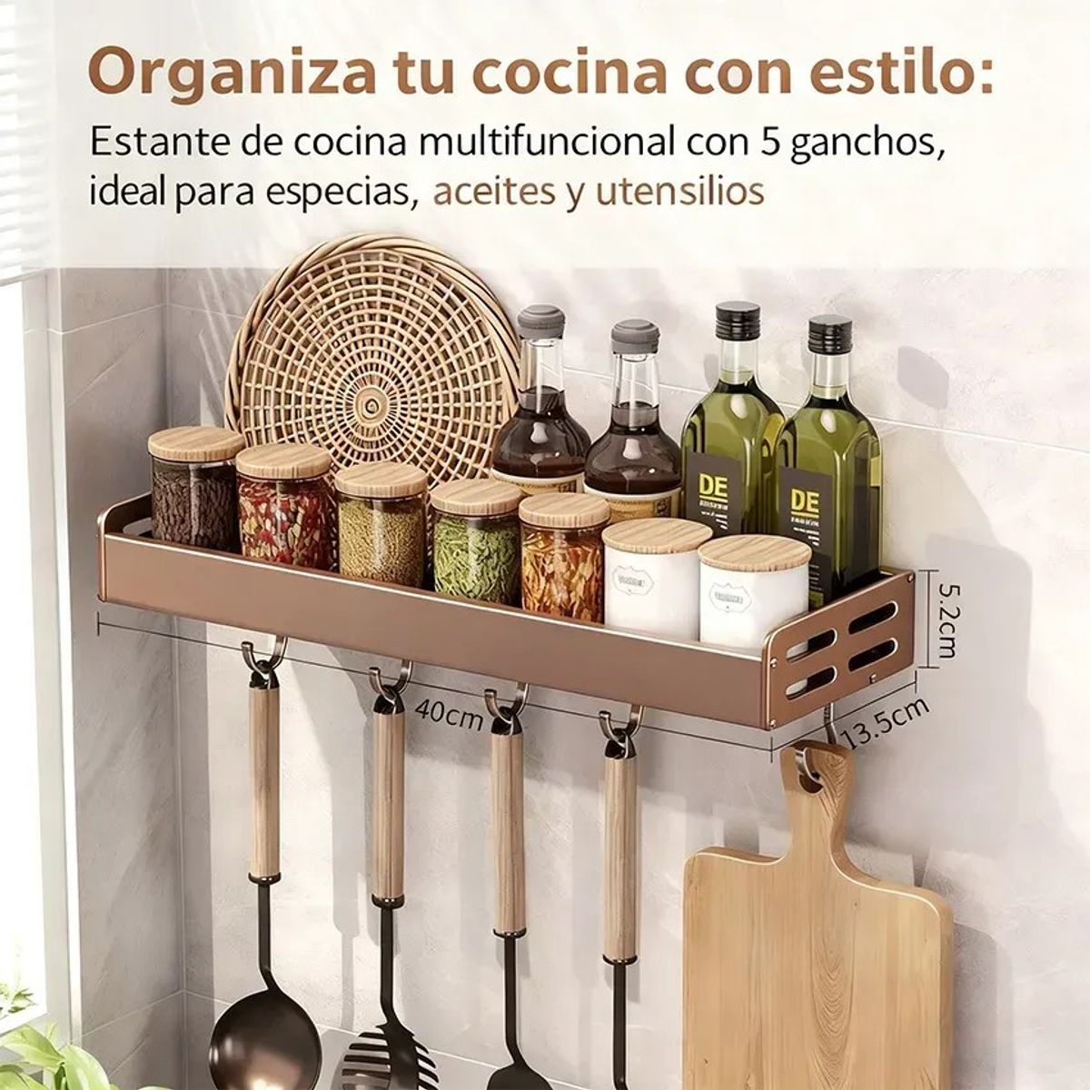 TNAKIEX - Estante De Cocina Especiero Toallero Servilletero Multiusos Beige