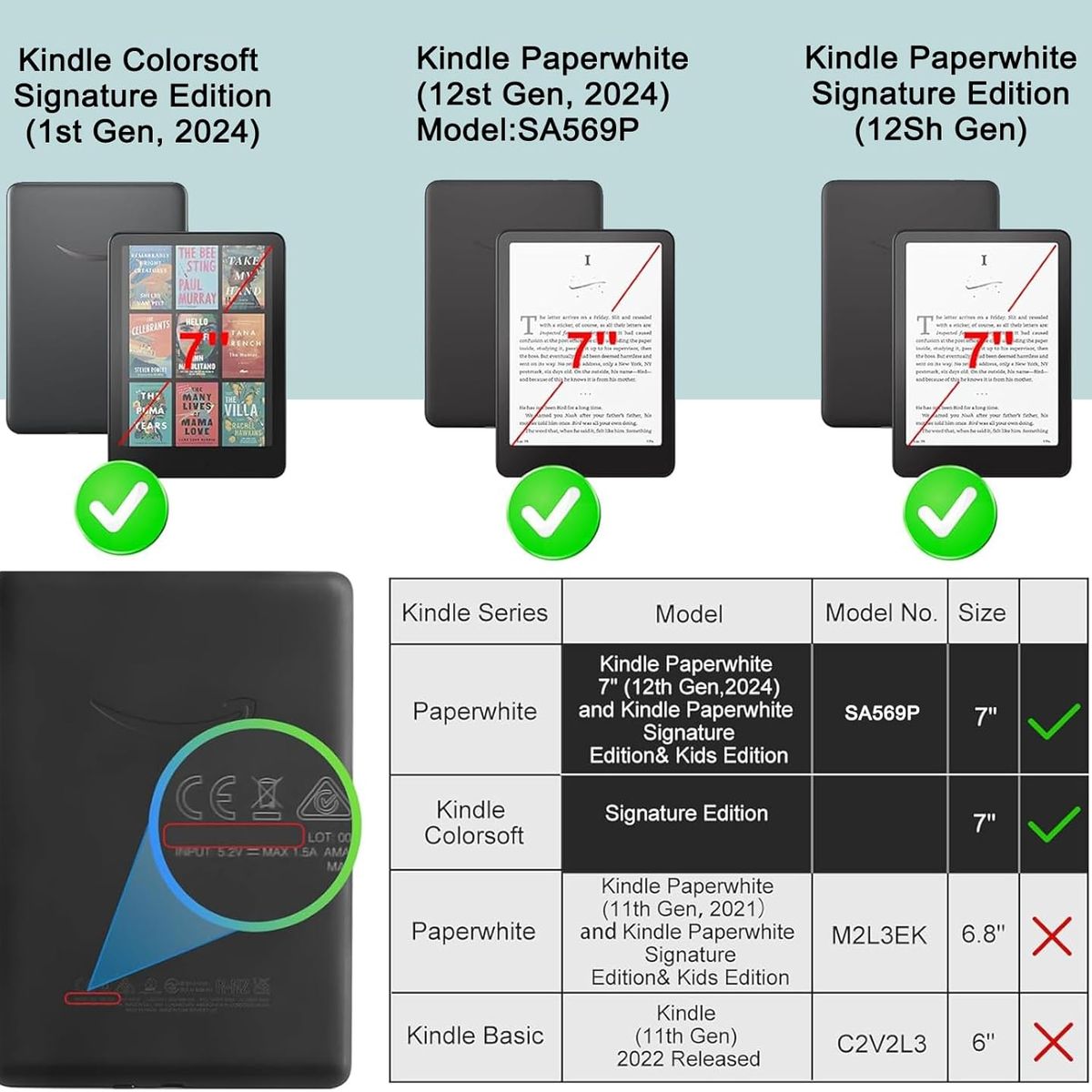 KUANGYE - Funda Con Agarre Para Kindle Paperwhite 12th Gen 2024 7.0