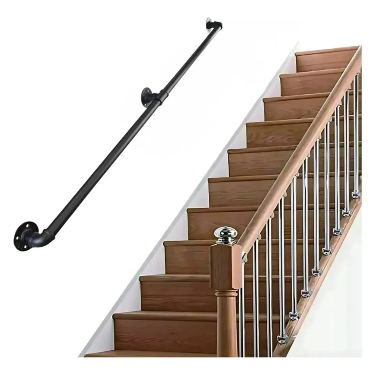 TNAKIEX - Barandal De Pasamanos De Tubo Escaleras Profesionales 1,5 M.