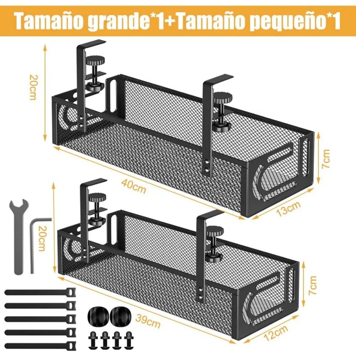 TNAKIEX - 2pcs Organizador Cables Escritorio Bandeja Rejilla 40cm×13cm