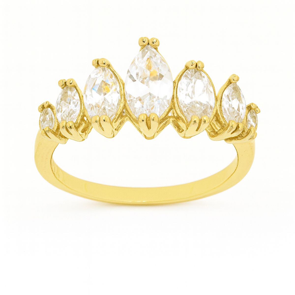 JOYAS LANDEROS - Anillo 7 Circones corte marquesa enchapado en oro de 18k