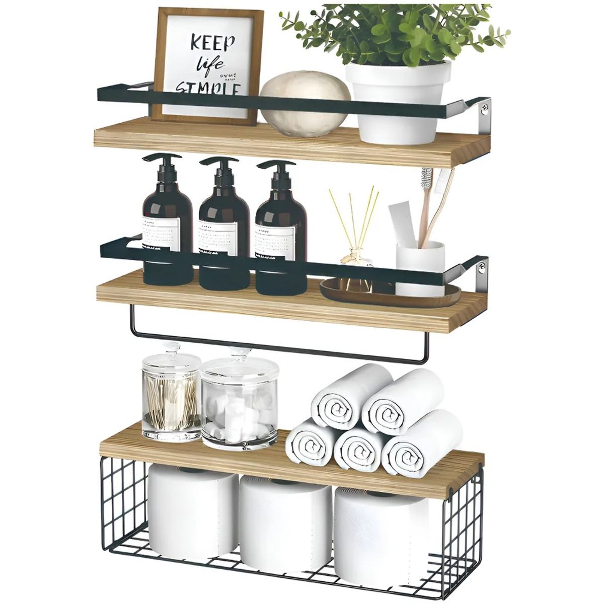 MUNDO MAGIA - Kit Repisas Flotantes De Pared Estante Organizador Baño
