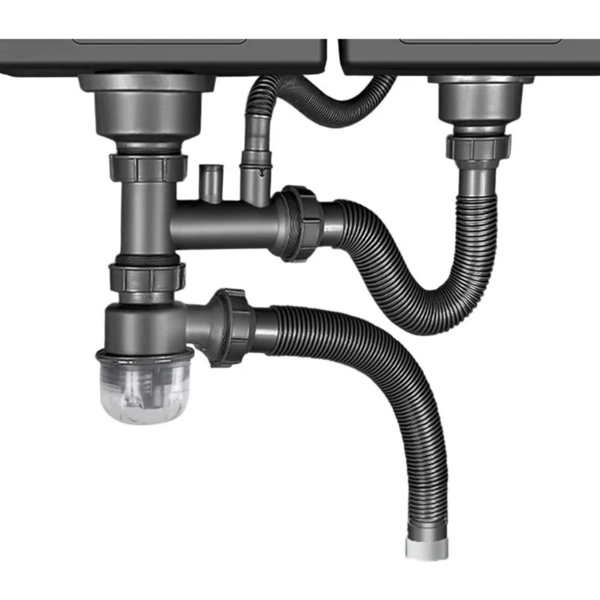 MUNDO MAGIA - Desagüe Fregadero Para Cocina Baño Tubo Doble Flexible Acero