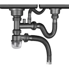 MUNDO MAGIA - Desagüe Fregadero Para Cocina Baño Tubo Doble Flexible Acero