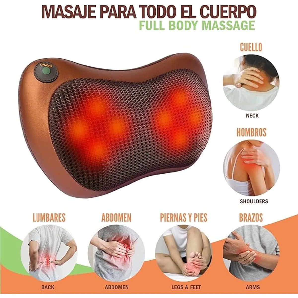 MOVI - COJIN MASAJEADOR PARA  AUTO Y CASA