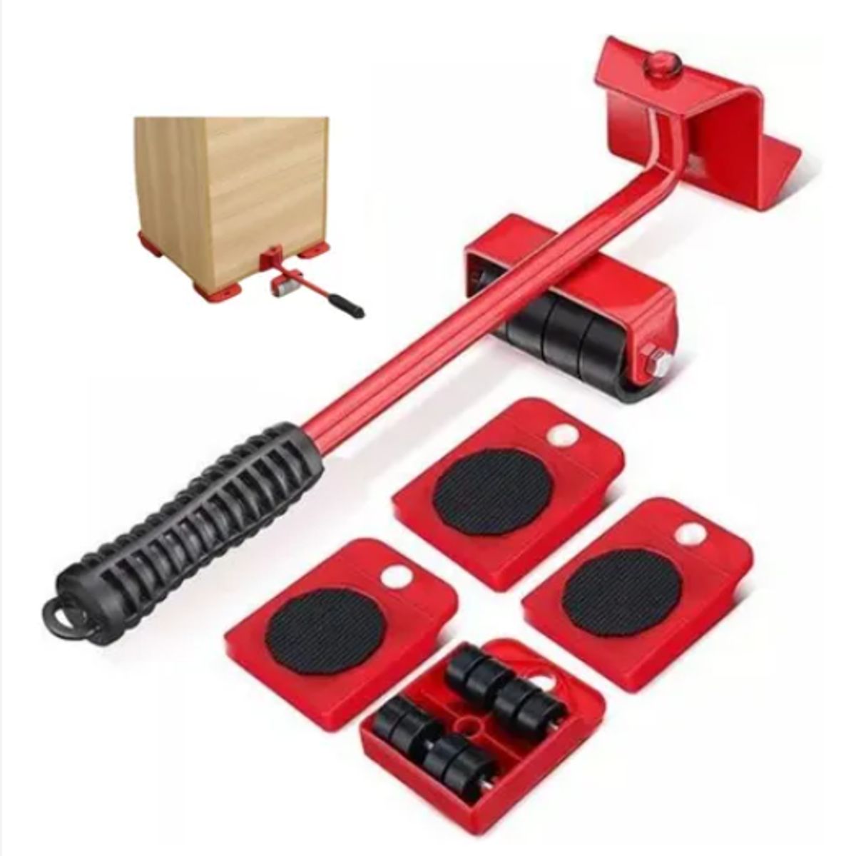 GENERICO - Kit de Levantador y Patines Rodantes para Mover Muebles Pesados 5 Piezas