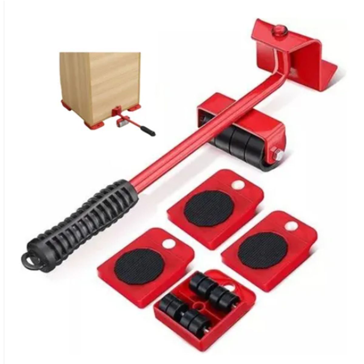 GENERICO - Kit de Levantador y Patines Rodantes para Mover Muebles Pesados 5 Piezas