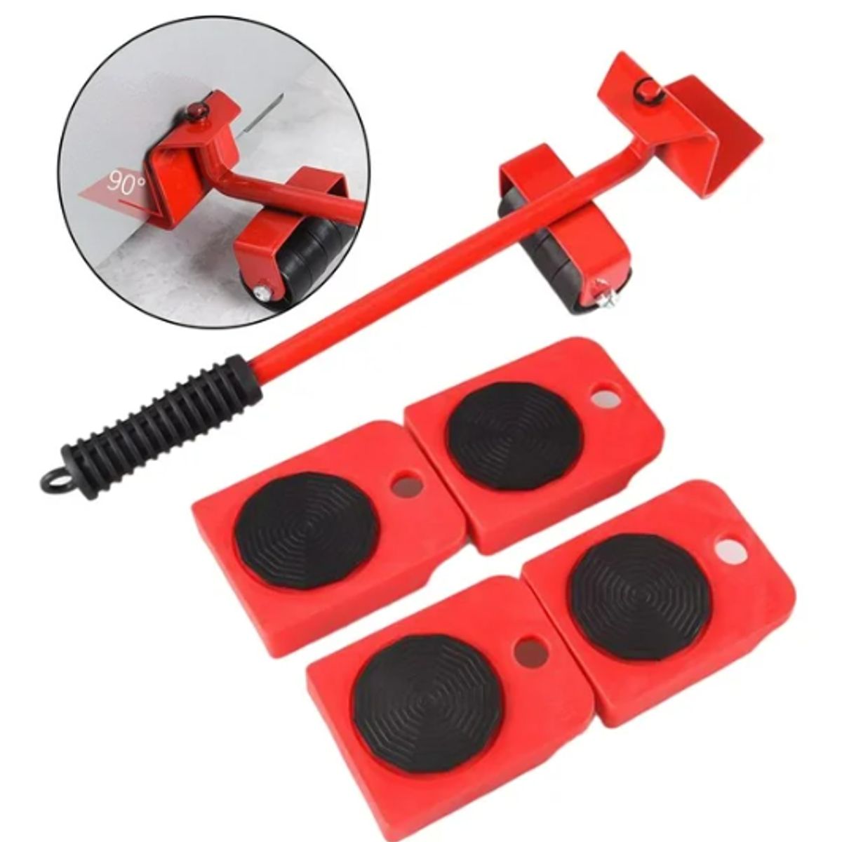 GENERICO - Kit de Levantador y Patines Rodantes para Mover Muebles Pesados 5 Piezas