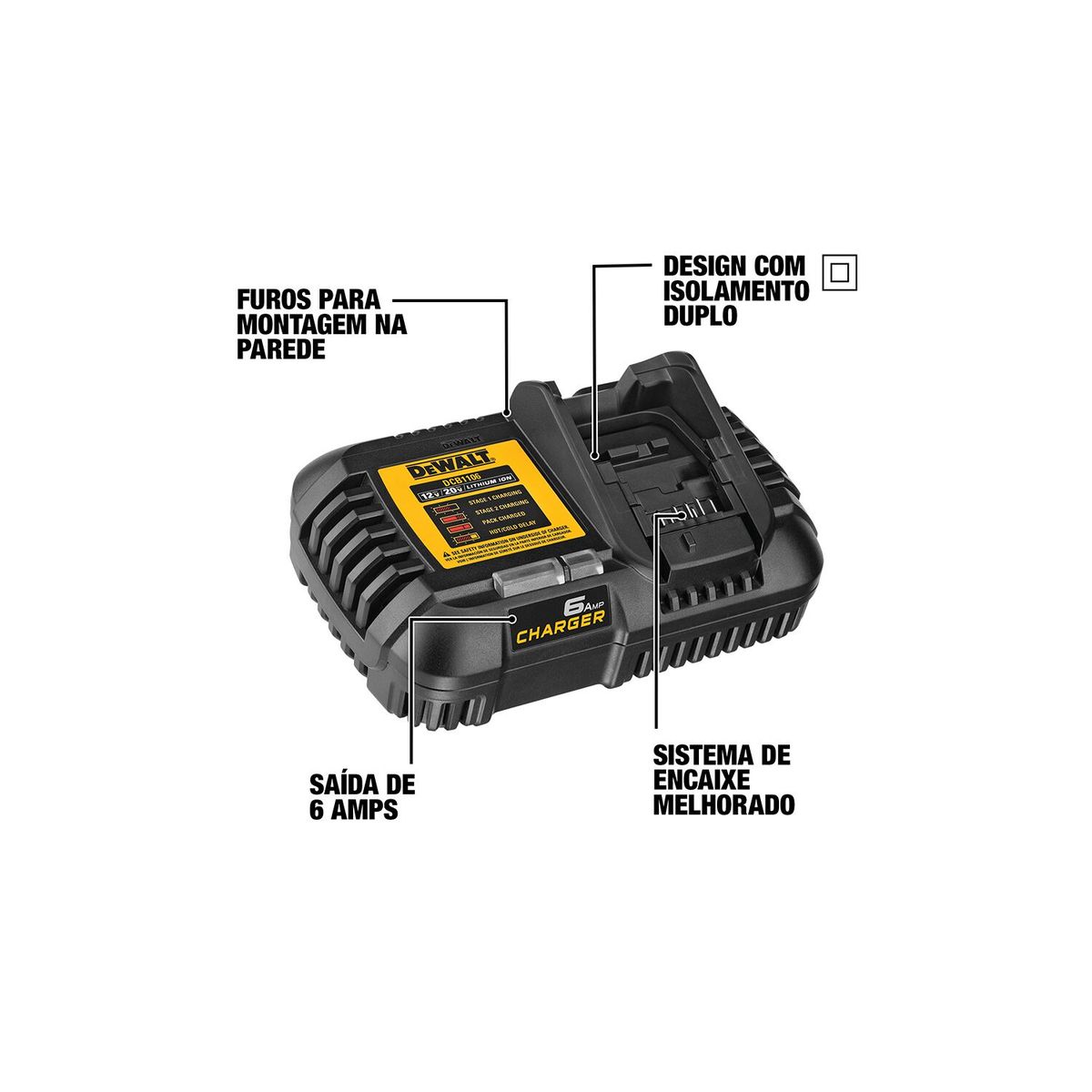 DEWALT - Cargador Rápido 6ah 12v20v60v Dcb1106 B2