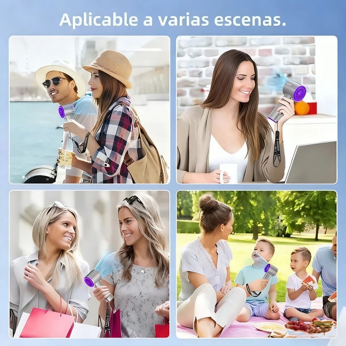 MUNDO MAGIA - Mini Ventilador De Mano Portátil Recargable + Cable Usb C Gris