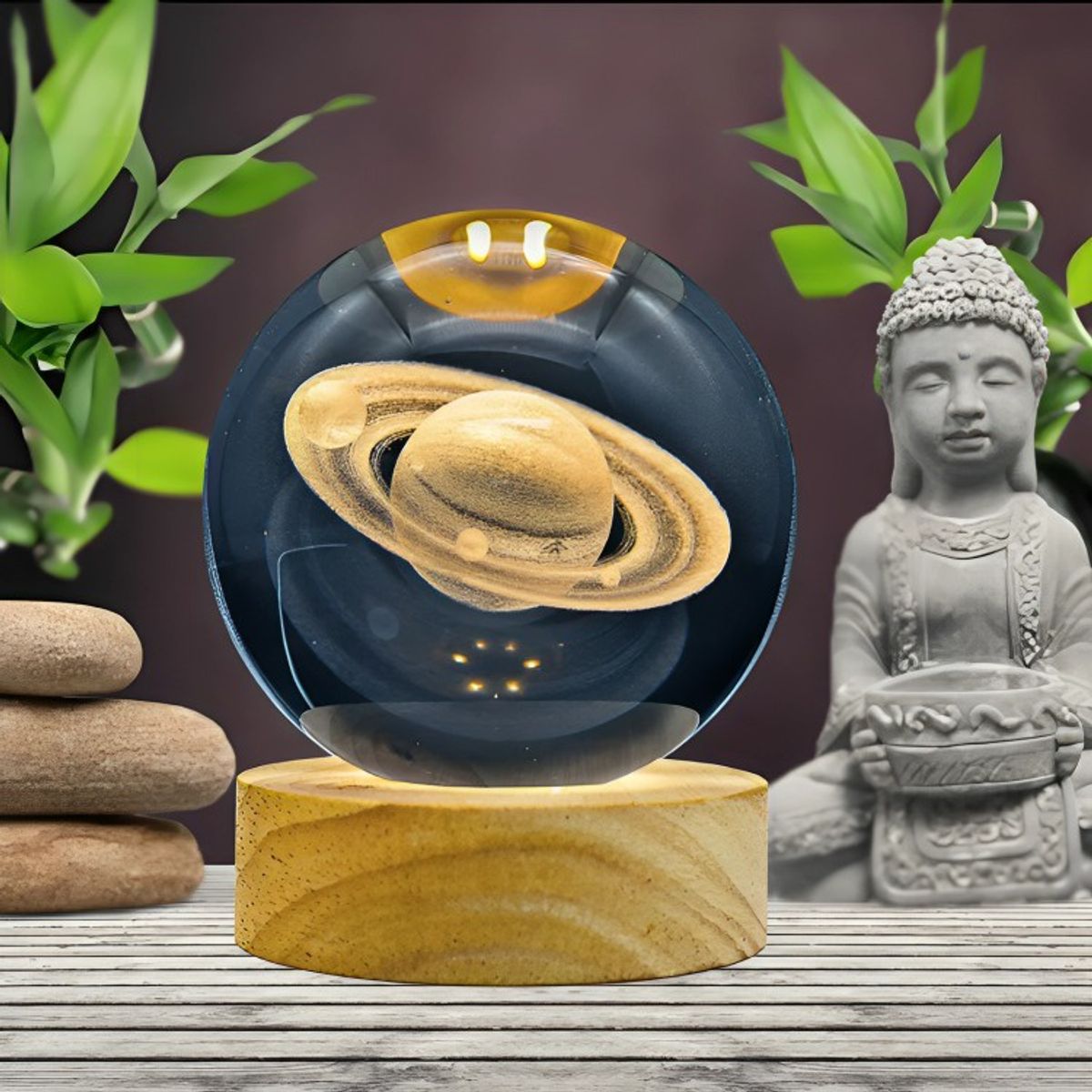 GENERICO - Lampara Bola De Cristal LED Saturno