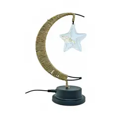 GENERICO - Lámpara LED Media Luna con Cáñamo y Colgante Estrella
