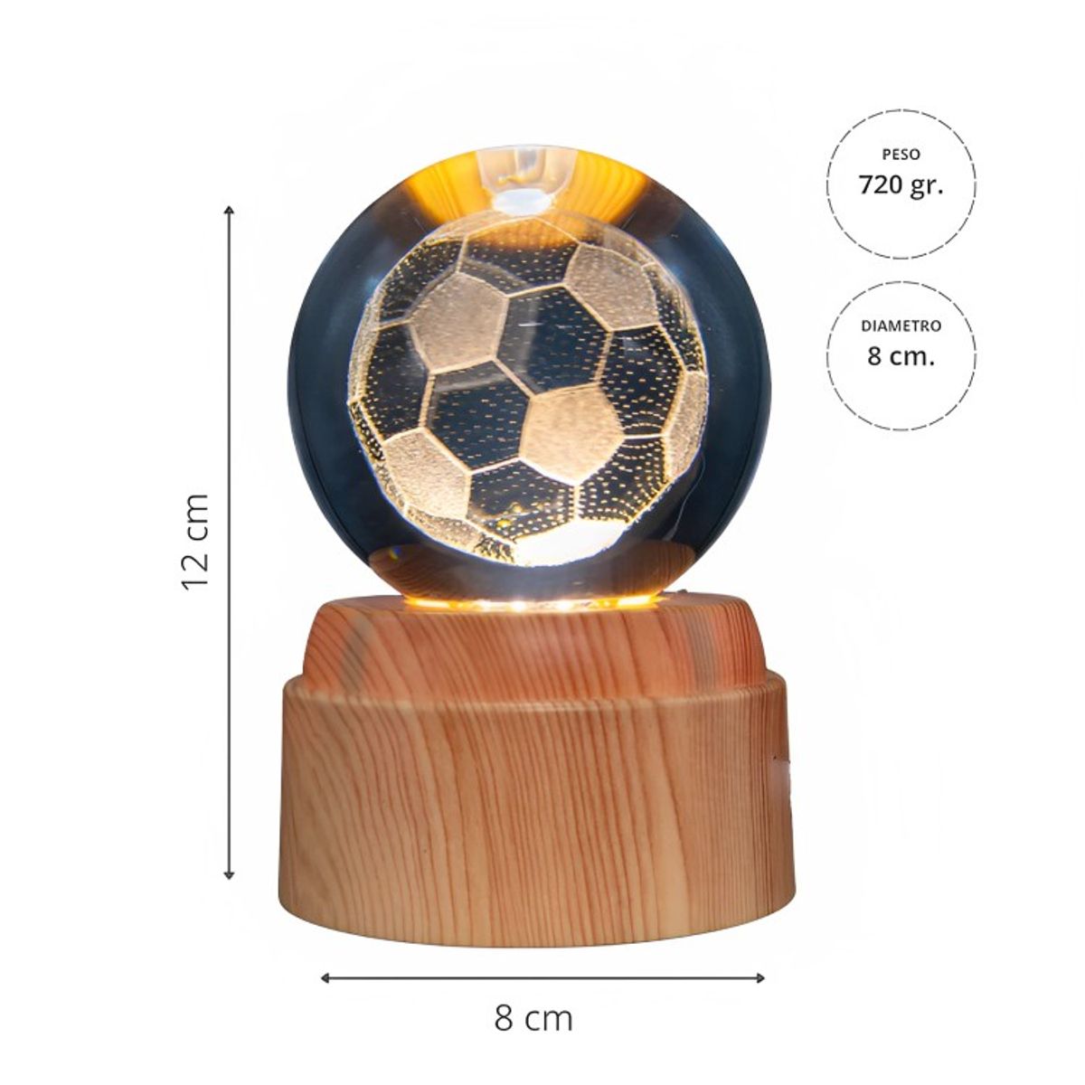GENERICO - Lámpara Bola de Cristal LED  Balón Fútbol