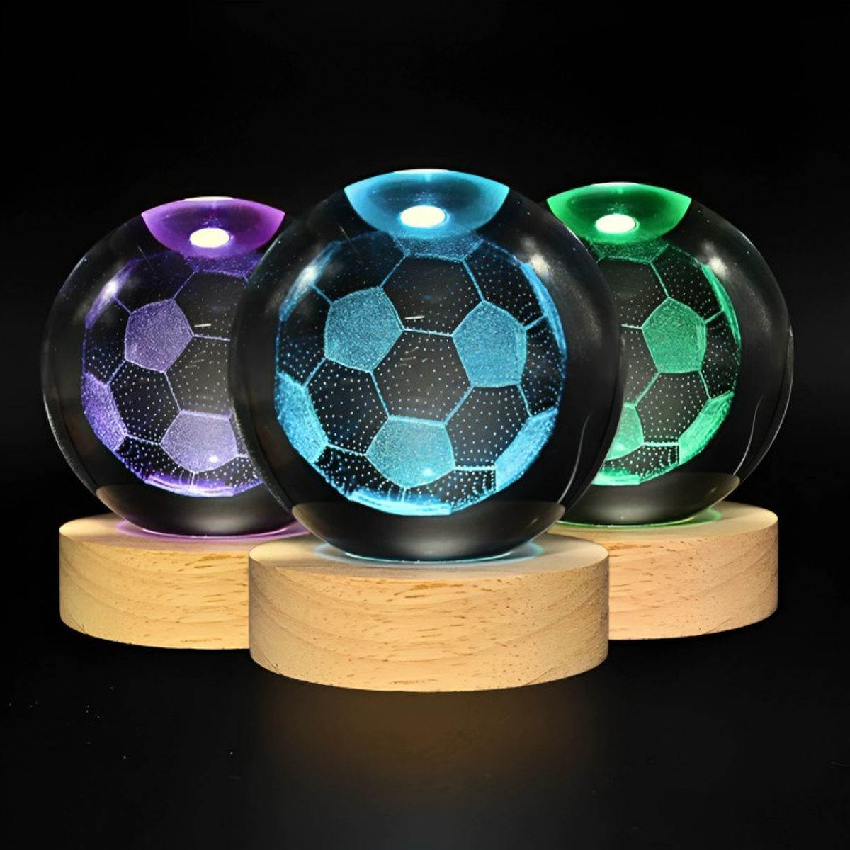GENERICO - Lampara Bola De Cristal LED RGB Colores Futbol