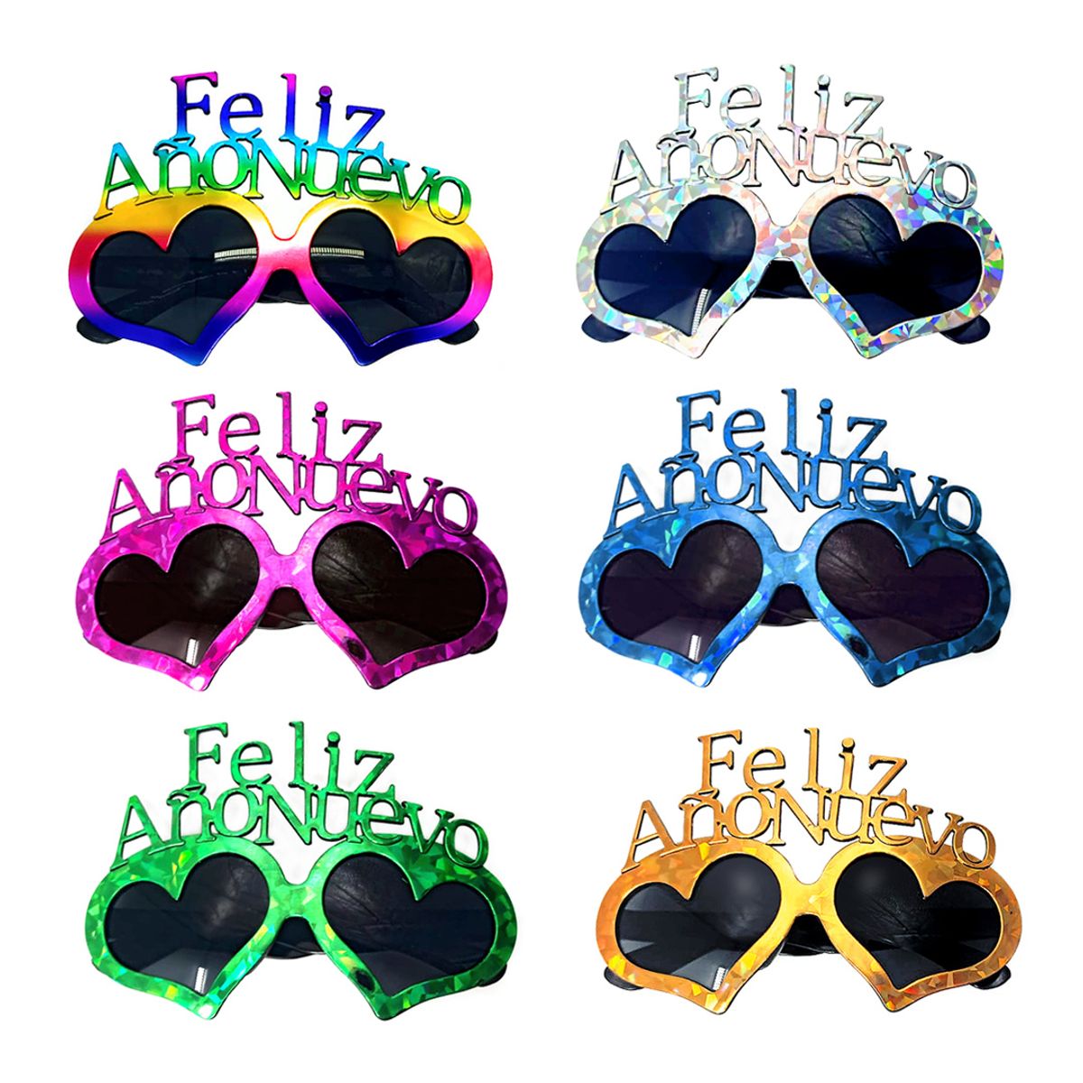 GENERICO - LENTE FELIZ ANO NUEVO HEARTS X12 UNI