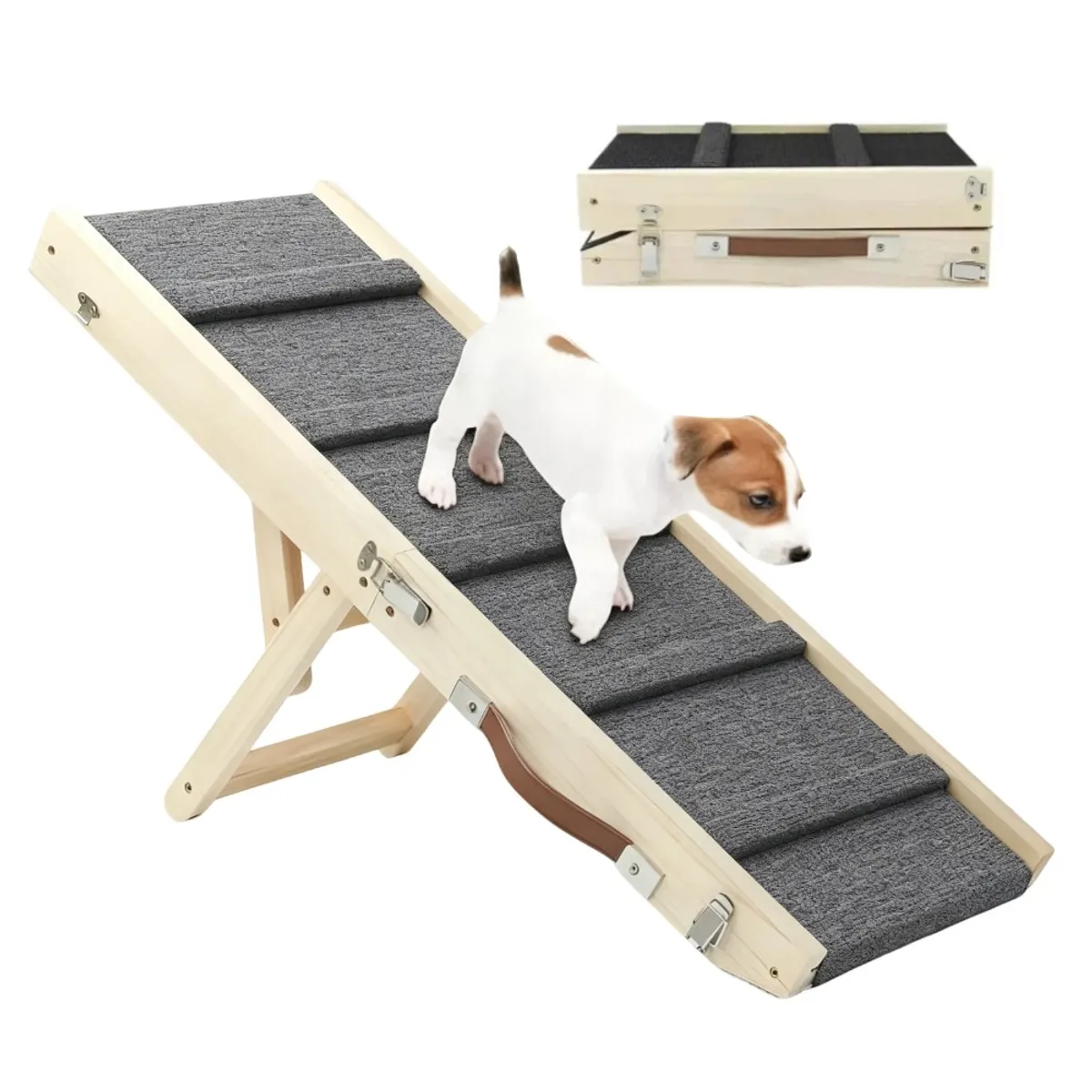 MUNDO MAGIA - Rampa Para Perros Plegable Portátil Con 5 Escalones Gris