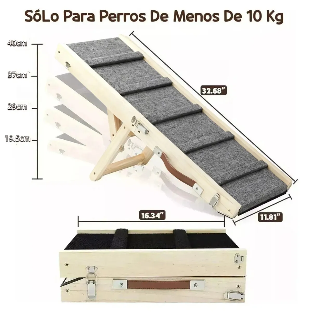 MUNDO MAGIA - Rampa Para Perros Plegable Portátil Con 5 Escalones Gris