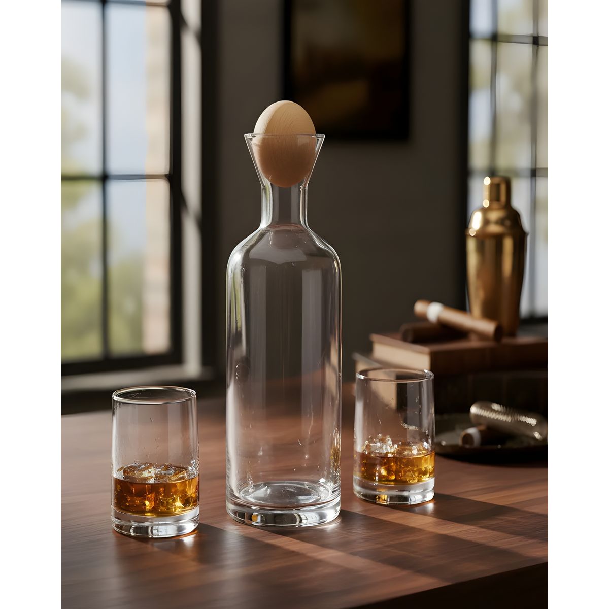 GENERICO - SET DE JARRA MAS 6 VASOS CON TAPA DE BAMBU