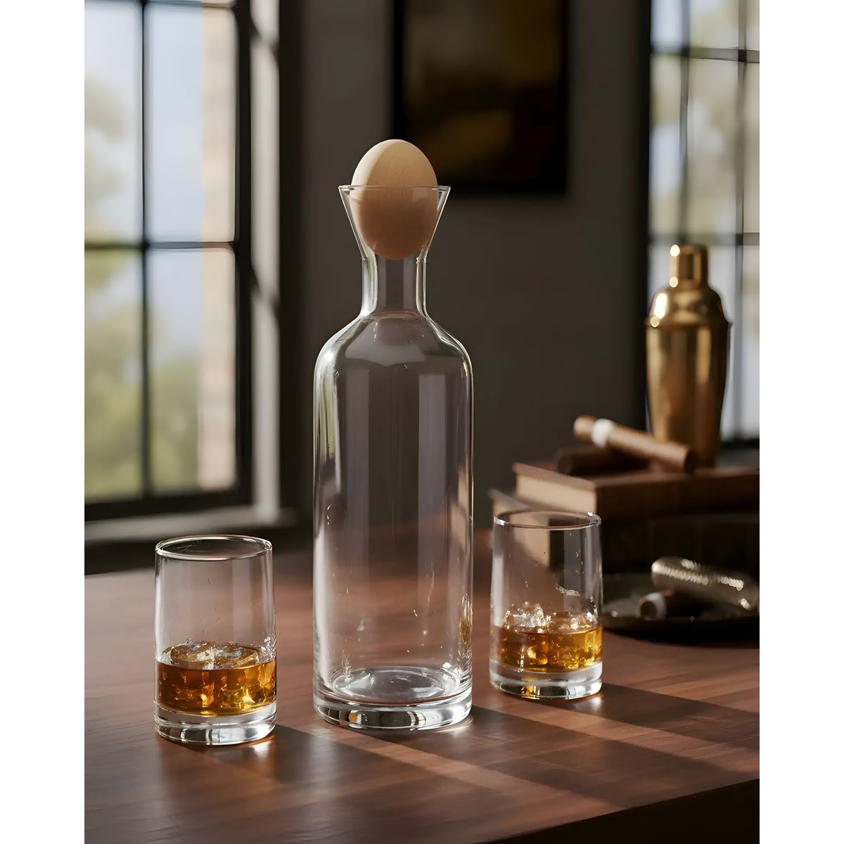 GENERICO - SET DE JARRA MAS 6 VASOS CON TAPA DE BAMBU