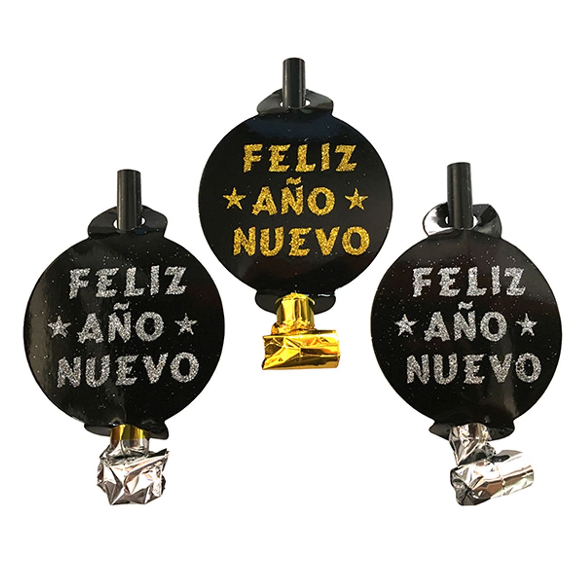 GENERICO - PITO SERPIENTE FAN DORADOPLATEADO X6 UNI