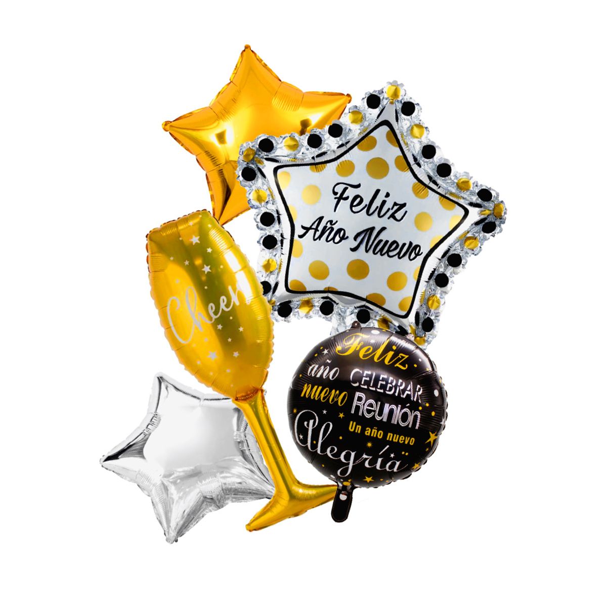 GENERICO - SET 5 GLOBO FELIZ ANO NUEVO X1 UNI
