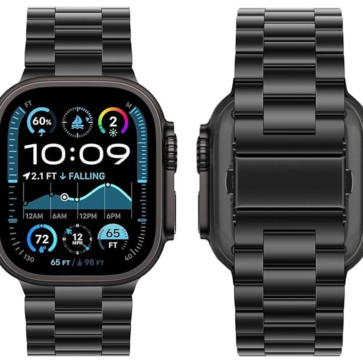 GENERICO - Correa De Acero Inoxidable De Lujo 49 46 45 44 42mm / Negro