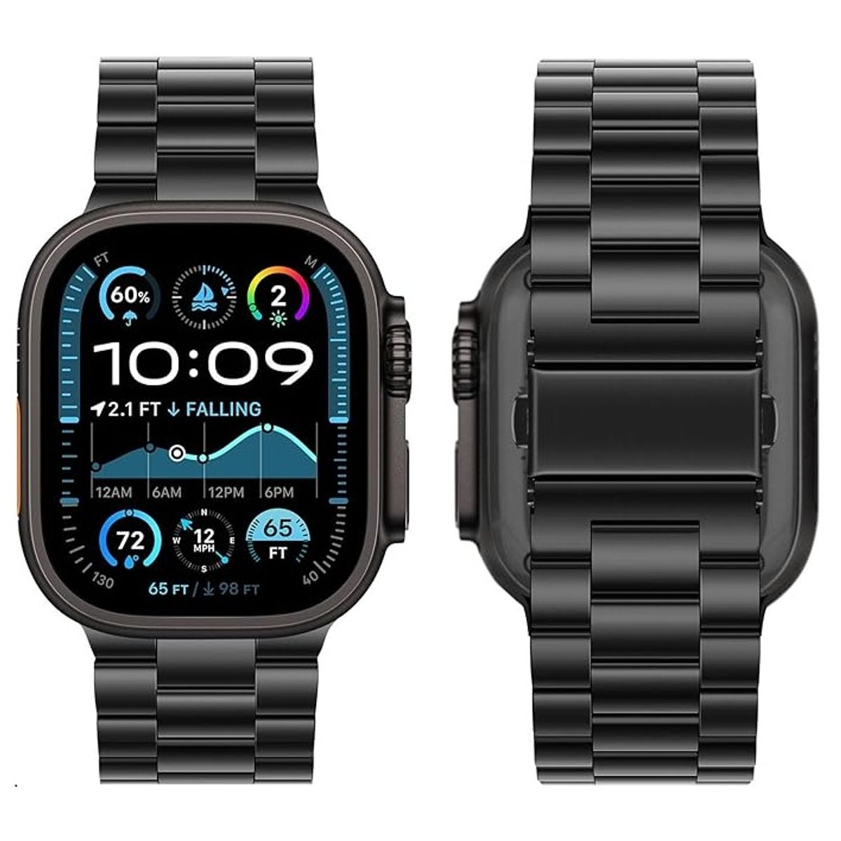 GENERICO - Correa De Acero Inoxidable De Lujo 49 46 45 44 42mm / Negro